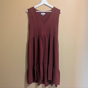 NWT Calvin Klein Sleeveless Maroon Ruffle Hem Dress